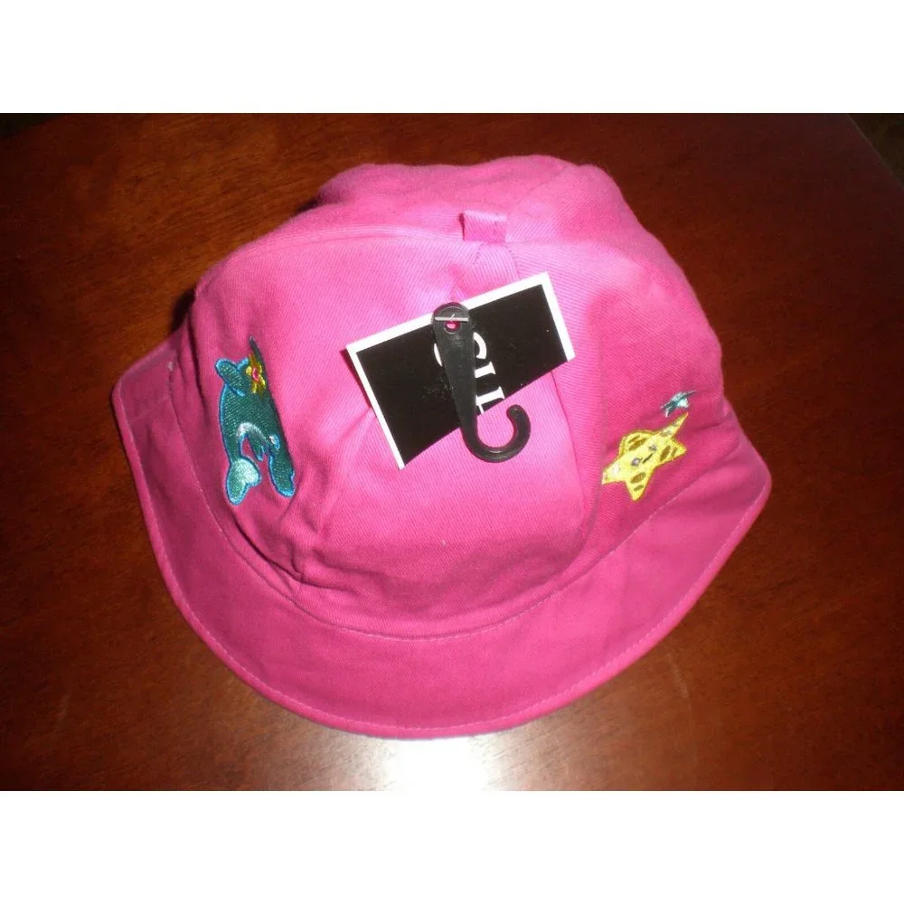 NWT Sunpoint Toddler Girls Sun Bucket Hat Embroidered Pink One Size Fits Most